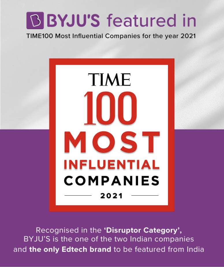 BYJU'S Makes it to the TIME’s 100 Most Influential Companies